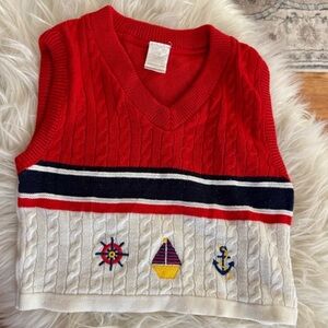 Vintage Red and White Nautical Knit Vest